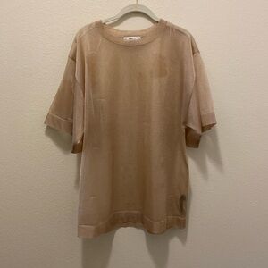 Zara Trafaluc Beige short Sleeved Mesh‎ Top